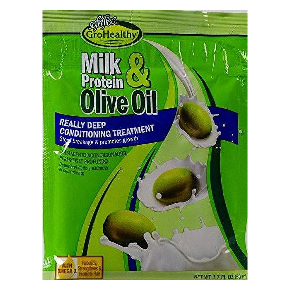 GroHealthy Milk Protein and Olive Oil Really Deep Conditioning Treatment, 1.7 Oz